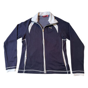 Vintage Y2K Puma Active Gold Logo Navy White Track Jacket Size Medium Athleisure
